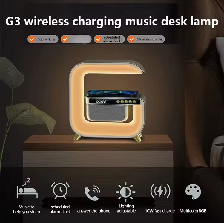 G3 Bt Speaker with Night Light Alarm Clock Led Wireless Charger