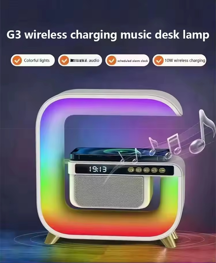 G3 Bt Speaker with Night Light Alarm Clock Led Wireless Charger